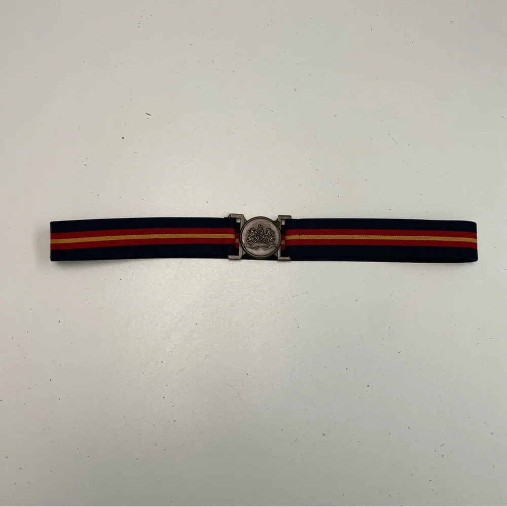 Polo Ralph Lauren Belt Stretchy Elastic Metal Buckle Blue Red Yellow Bronze